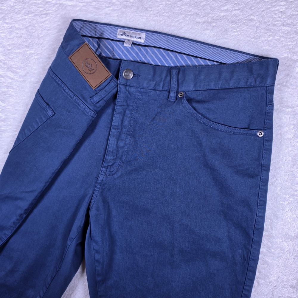 Peter Millar MEOB39 Men 38x28 Blue Stretch Modal 5-Pocket Pants
